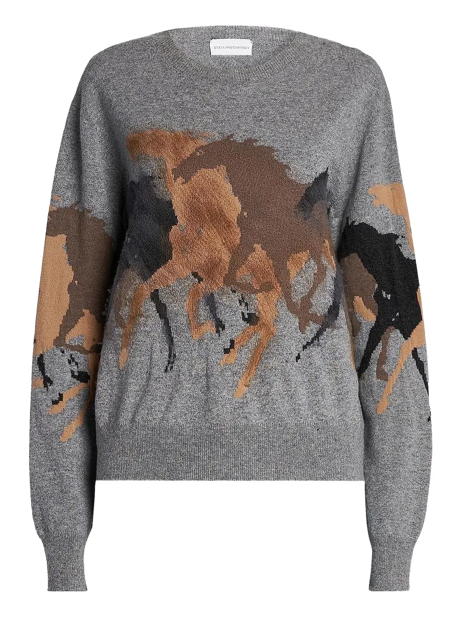 Women's Racing Horses Wool Sweater Women's Racing Horses Wool Sweater