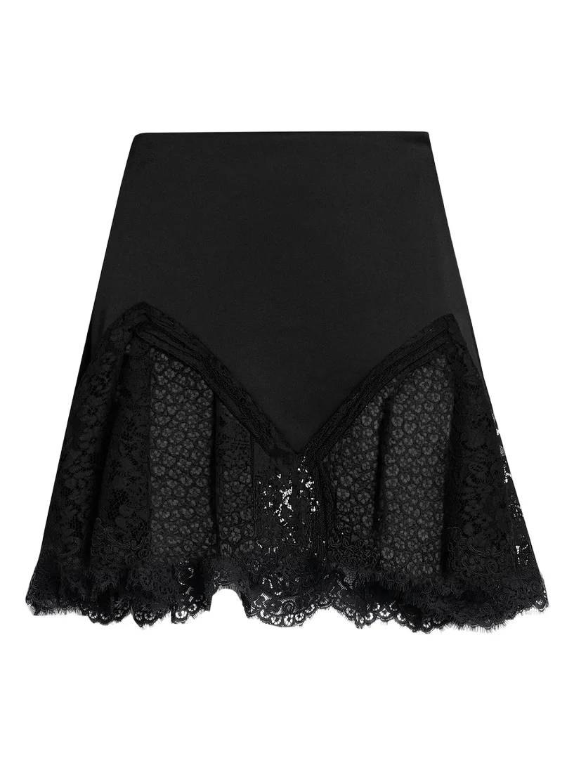 Women's Satin Lace-Trimmed Skirt Women's Satin Lace-Trimmed Skirt