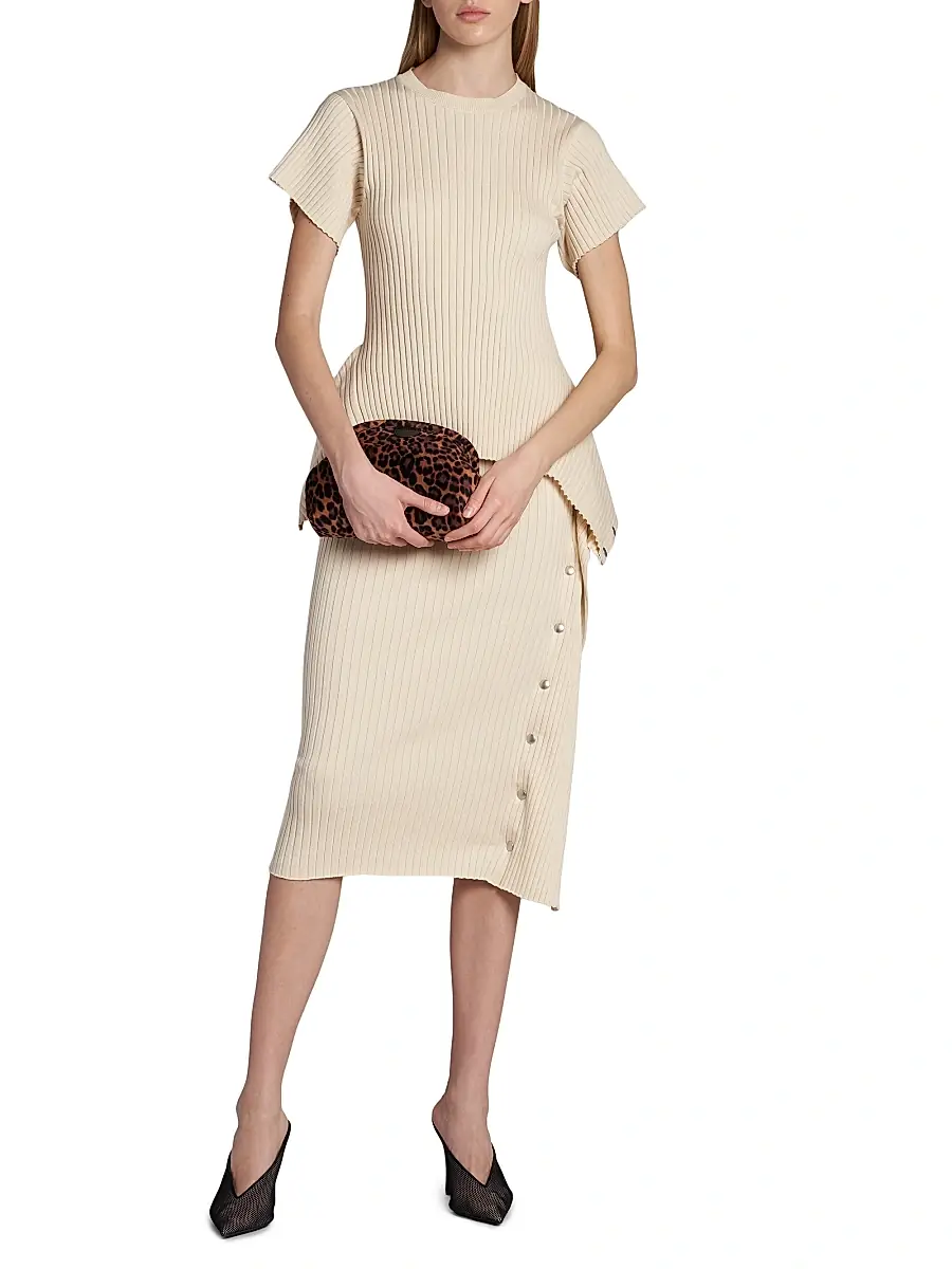Stella McCartney Women's Rib-Knit Cotton Snap Midi Skirt | Thumbnail 2 Stella McCartney Women's Rib-Knit Cotton Snap Midi Skirt | Thumbnail 2