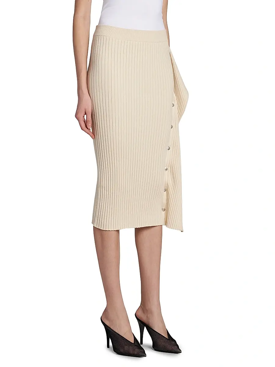 Stella McCartney Women's Rib-Knit Cotton Snap Midi Skirt | Thumbnail 4 Stella McCartney Women's Rib-Knit Cotton Snap Midi Skirt | Thumbnail 4