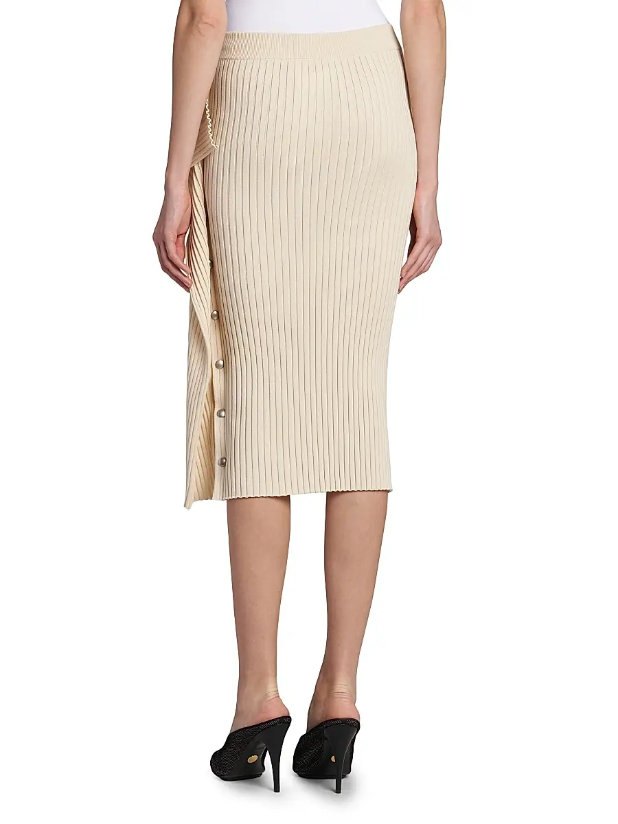 Stella McCartney Women's Rib-Knit Cotton Snap Midi Skirt | Thumbnail 5 Stella McCartney Women's Rib-Knit Cotton Snap Midi Skirt | Thumbnail 5