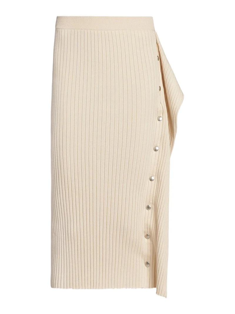 Women's Rib-Knit Cotton Snap Midi Skirt Women's Rib-Knit Cotton Snap Midi Skirt