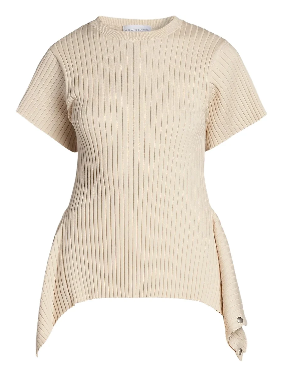 Stella McCartney Women's Draped Rib-Knit Cotton T-Shirt