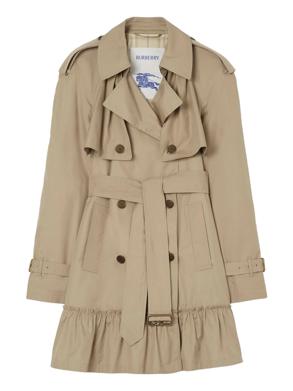 Burberry Women's Short Ruched Gabardine Trench Coat