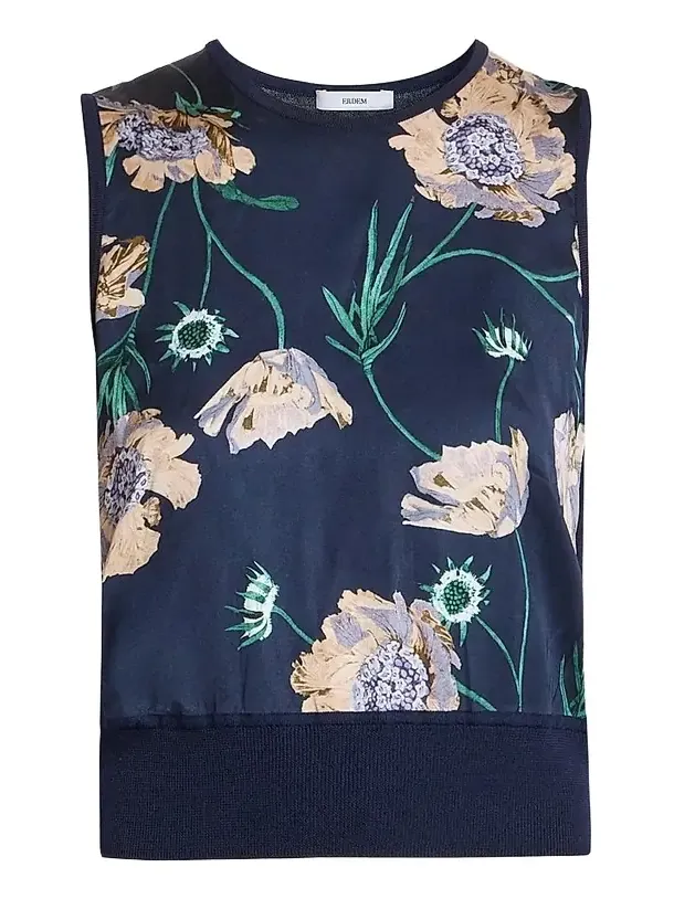 Women's Flower Wool Knit Sleeveless Top Women's Flower Wool Knit Sleeveless Top