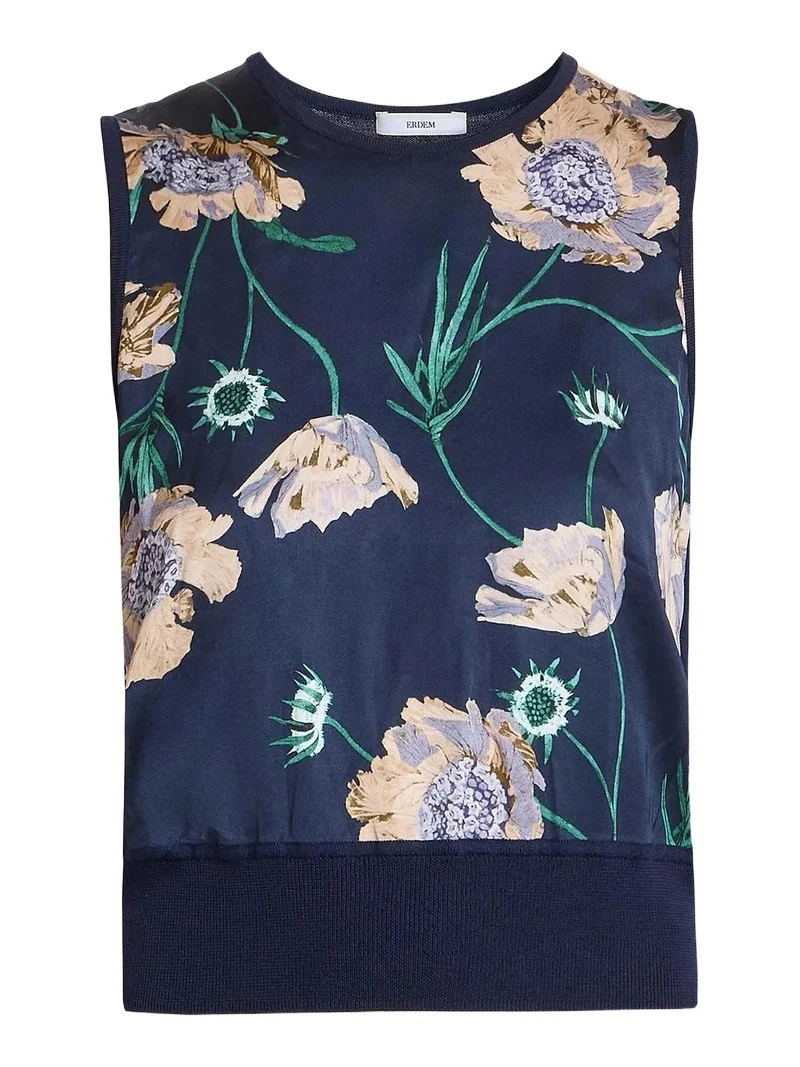Erdem Women's Flower Wool Knit Sleeveless Top