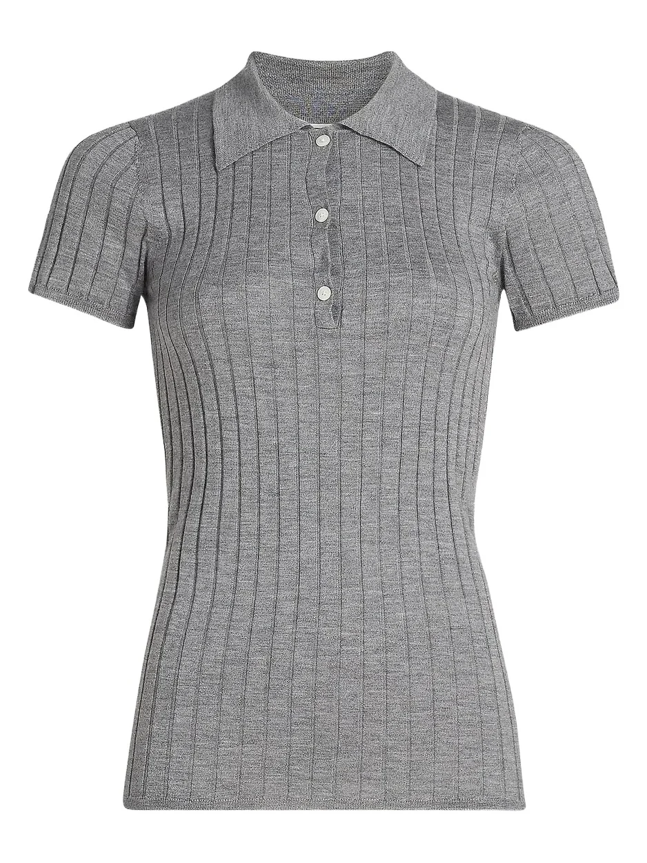 TOTEME Women's Ribbed Cashmere Silk Polo Shirt