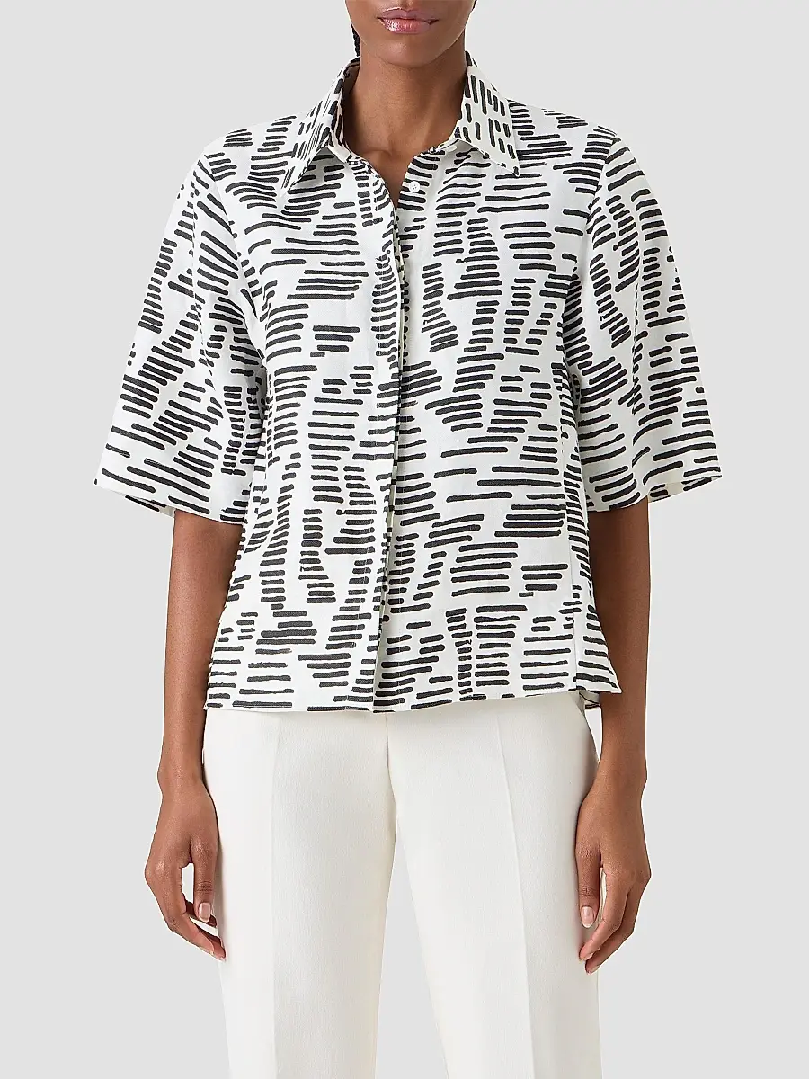 Akris Women's Dance Movements Linen Toile Blouse | Thumbnail 4