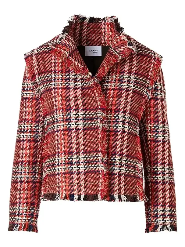 Women's Plaid Cotton-Blend Tweed Jacket