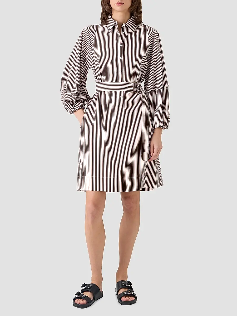 Akris punto Women's Striped Cotton Belted Shirtdress | Thumbnail 2