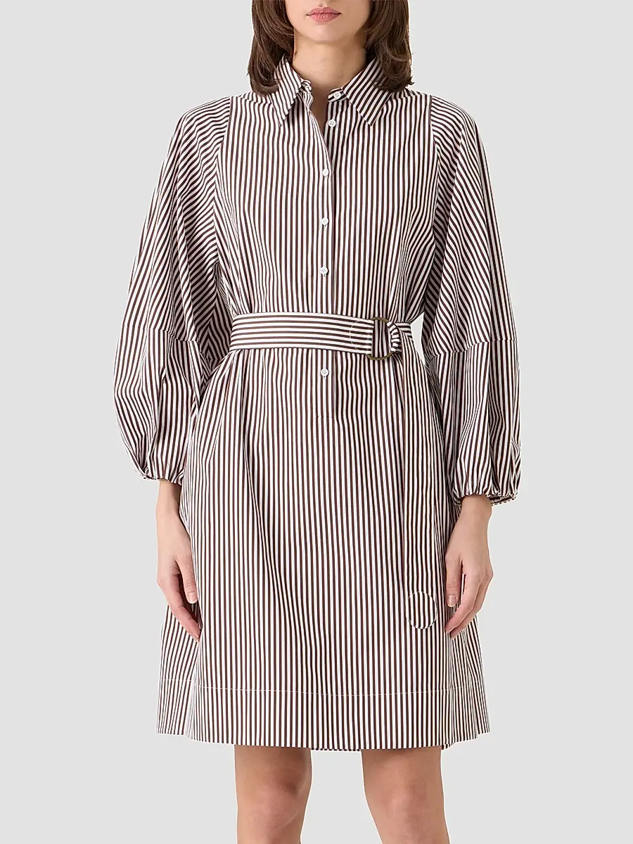 Akris punto Women's Striped Cotton Belted Shirtdress | Thumbnail 4