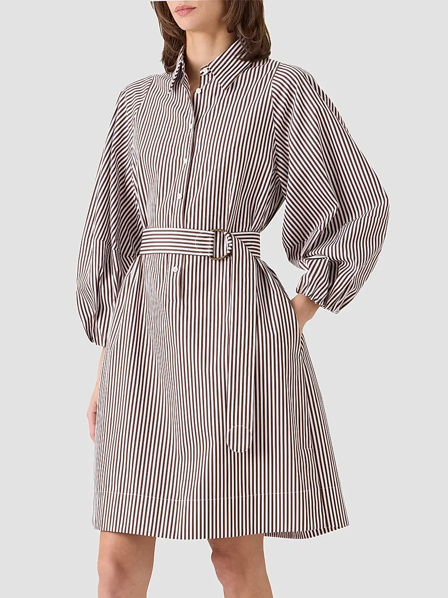 Akris punto Women's Striped Cotton Belted Shirtdress | Thumbnail 6
