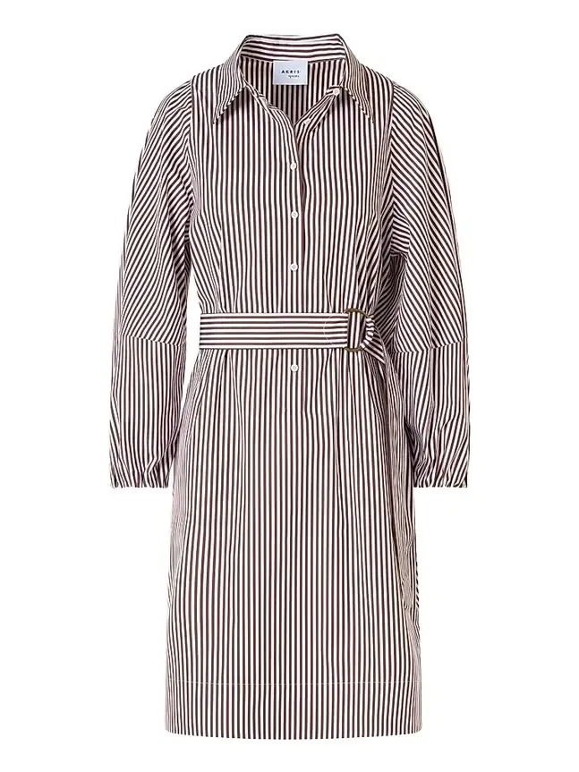 Women's Striped Cotton Belted Shirtdress Women's Striped Cotton Belted Shirtdress