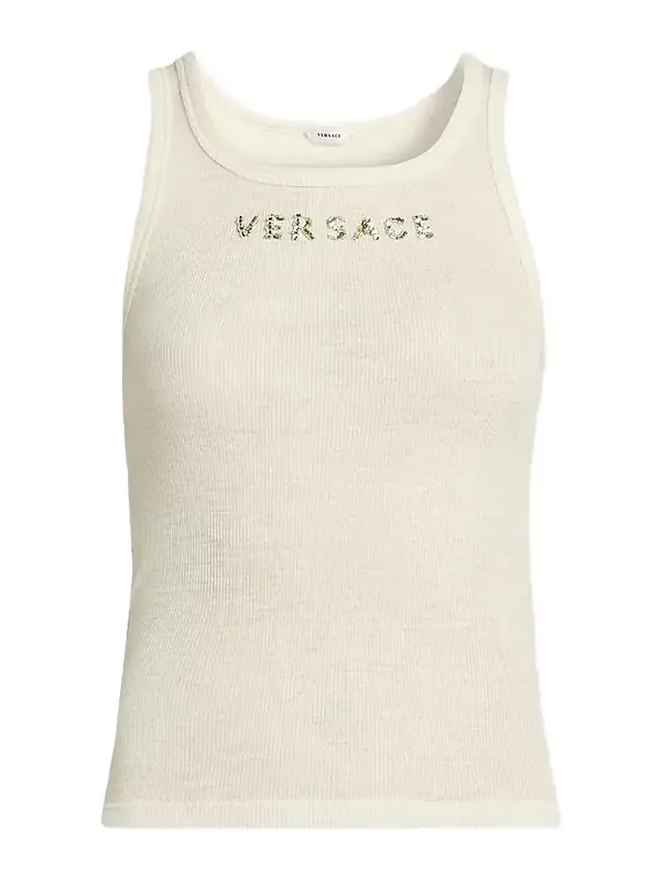 Women's La Vacanza Crystal Logo Rib-Knit Tank Women's La Vacanza Crystal Logo Rib-Knit Tank