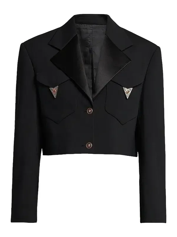 Women's La Vacanza Hardware-Embellished Wool Crop Blazer