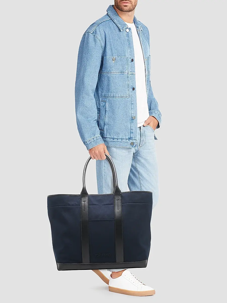Tom Ford Men's Canvas & Leather Large Tote | Thumbnail 2 Tom Ford Men's Canvas & Leather Large Tote | Thumbnail 2