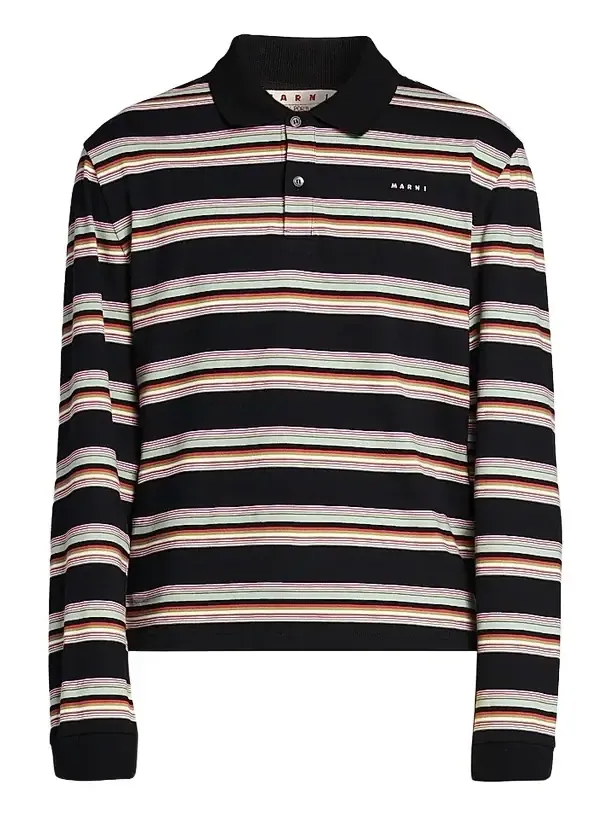 Marni Men's Striped Cotton Slim-Fit Polo Shirt