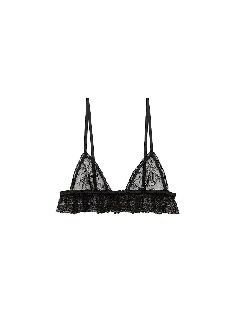 Dolce & Gabbana Women's Floral Lace Ruffle Soft Cup Bra - Black | Image 1 Dolce & Gabbana Women's Floral Lace Ruffle Soft Cup Bra - Black | Image 1