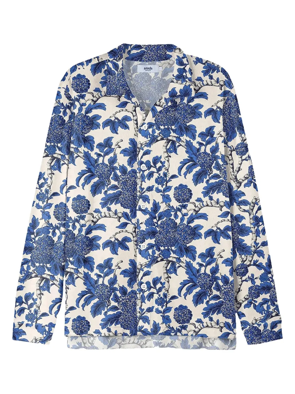 Men's Blue Marmaris High-Low Shirt