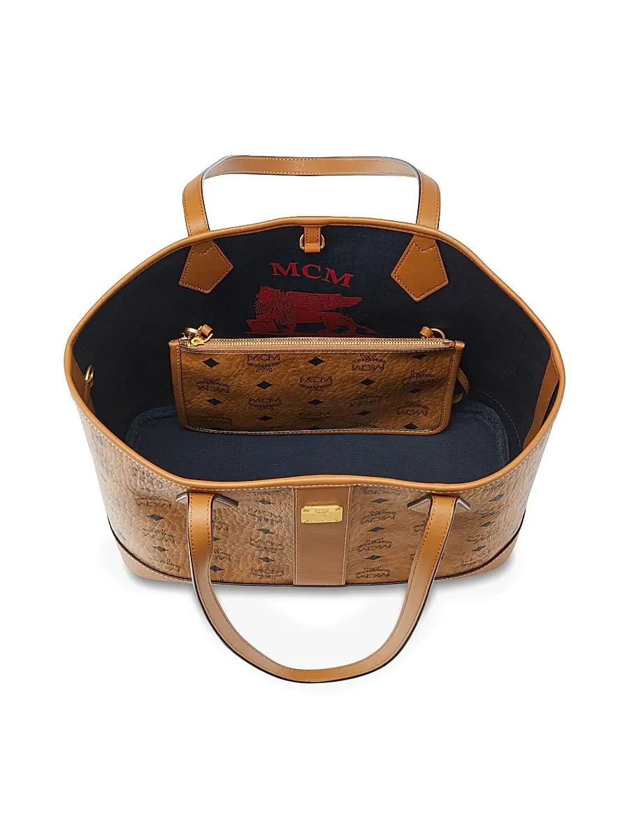 MCM Women's Small Liz Visetos Canvas Shopper Tote Bag | Thumbnail 3
