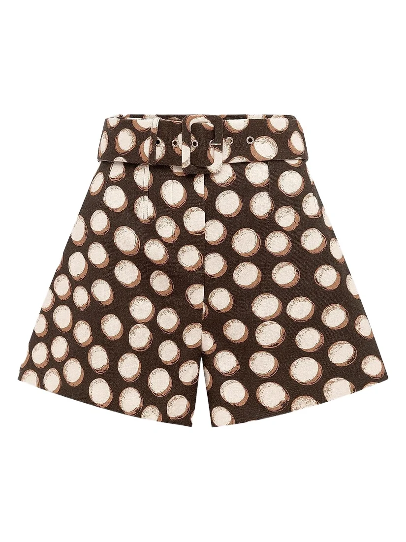 Women's Paula Polka Dot Linen Corset-Style Shorts