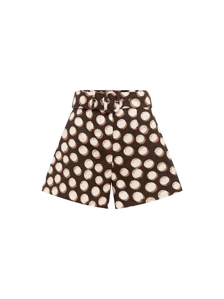 ALÉMAIS Women's Paula Polka Dot Linen Corset-Style Shorts - Chocolate - Size 12 | Image 1 ALÉMAIS Women's Paula Polka Dot Linen Corset-Style Shorts - Chocolate - Size 12 | Image 1
