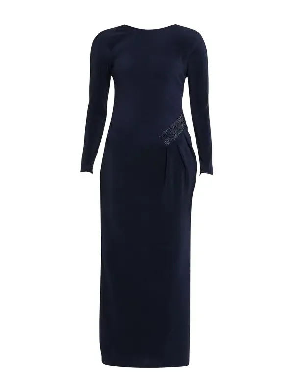 Jersey Dress w/ Beaded Hip Detail Jersey Dress w/ Beaded Hip Detail