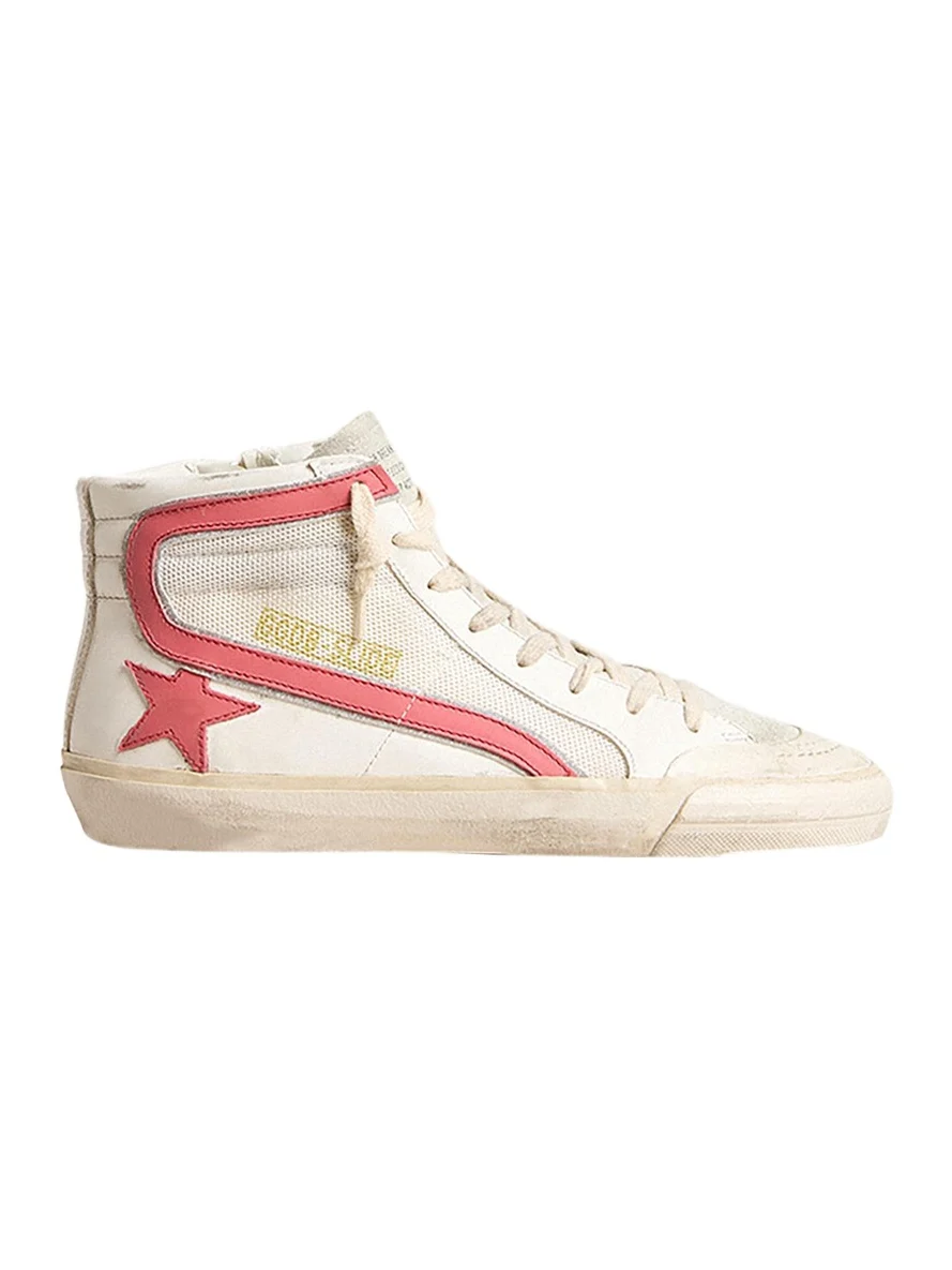 Golden Goose Slide Leather Mesh Mid-Top Sneakers