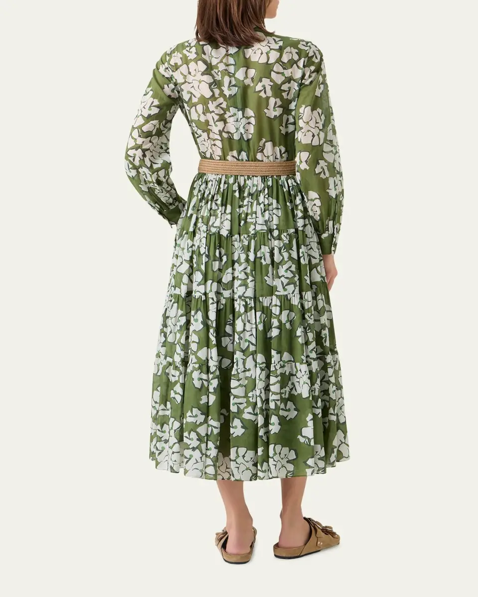 Akris punto Floral Cotton Muslin Tiered Midi Shirtdress | Thumbnail 3