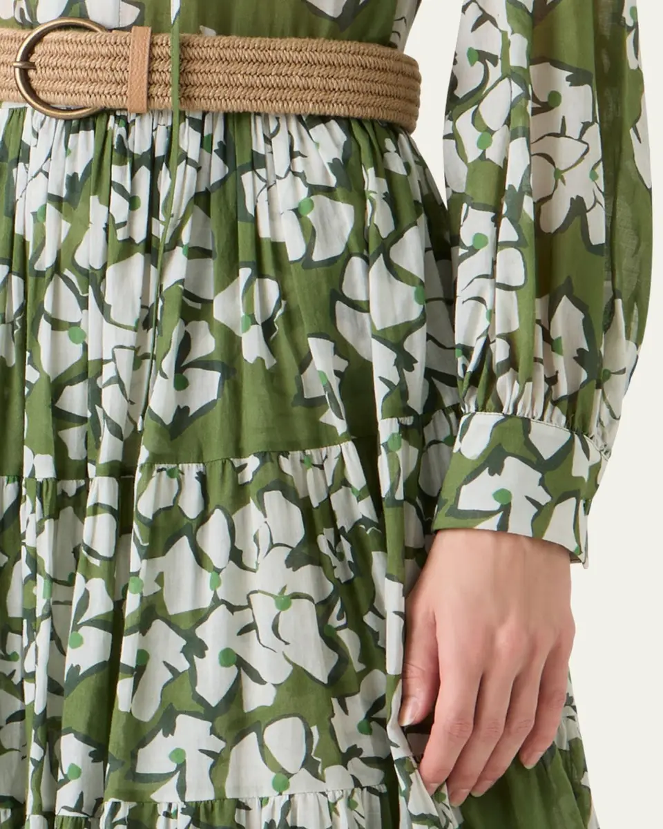 Akris punto Floral Cotton Muslin Tiered Midi Shirtdress | Thumbnail 5