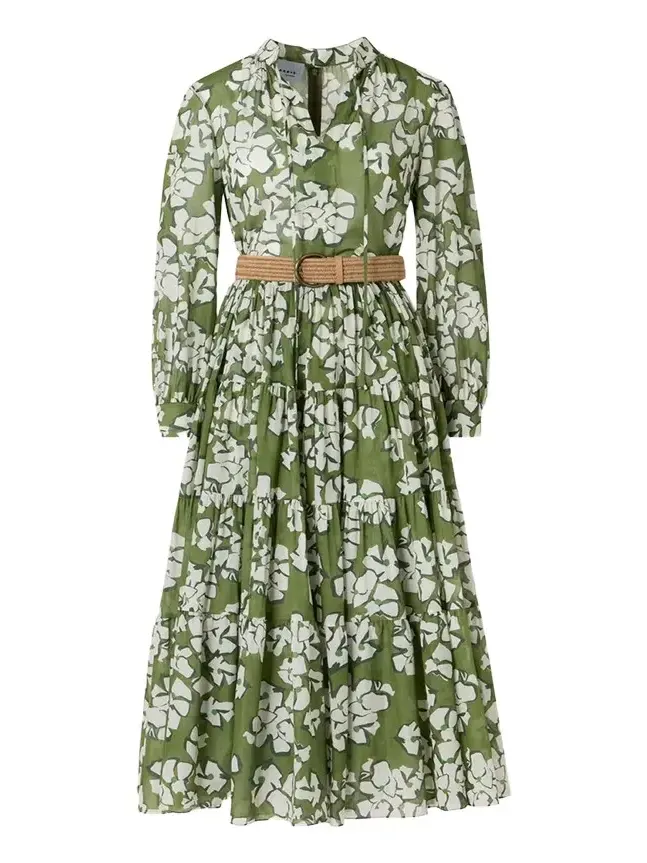 Floral Cotton Muslin Tiered Midi Shirtdress Floral Cotton Muslin Tiered Midi Shirtdress