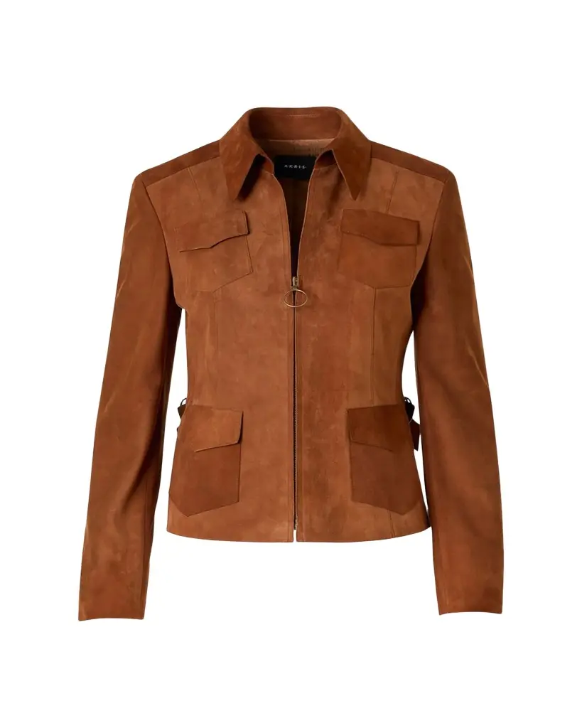 Akris punto Suede Slim Zip Jacket | Image 1 Akris punto Suede Slim Zip Jacket | Image 1