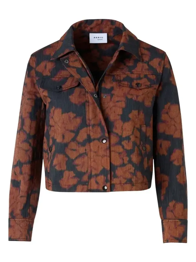 Ikat Flower Motorbike Jacket in Cotton Canvas