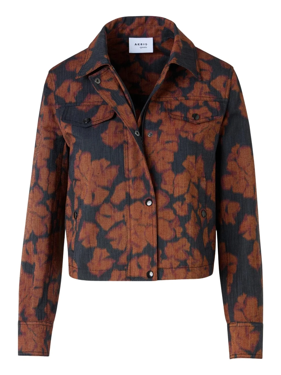 Ikat Flower Motorbike Jacket in Cotton Canvas Ikat Flower Motorbike Jacket in Cotton Canvas