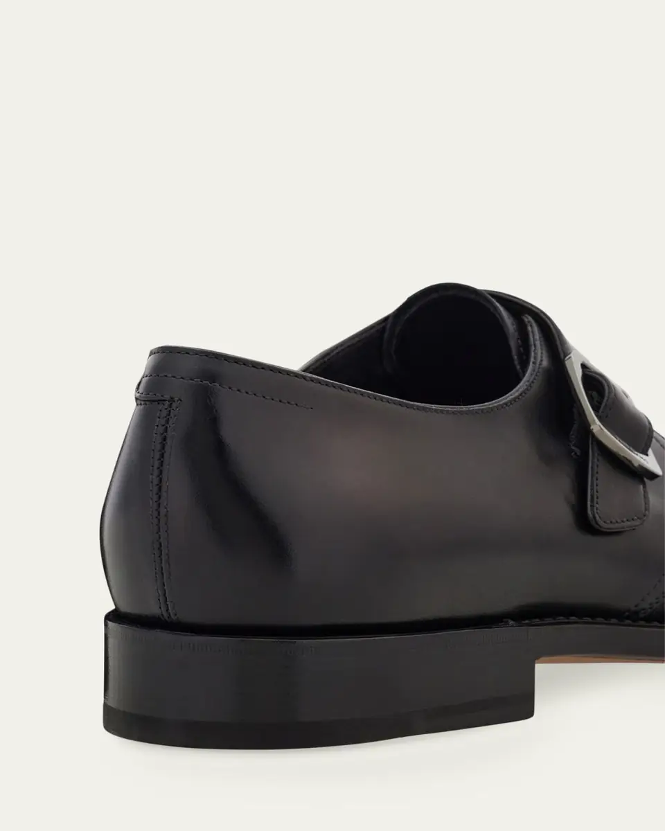 Ferragamo Men's Sullivan Tramezza Leather Monk-Strap Loafers | Thumbnail 3 Ferragamo Men's Sullivan Tramezza Leather Monk-Strap Loafers | Thumbnail 3