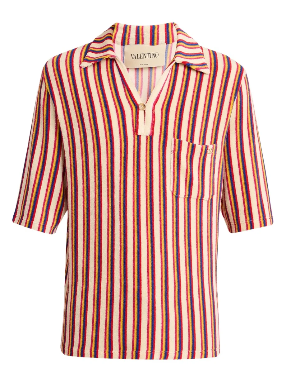 Valentino Garavani Men's Striped Toweling Camp Shirt