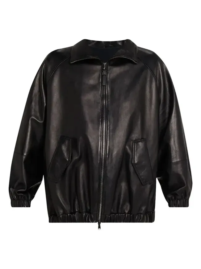 Leather Zip-Front Jacket