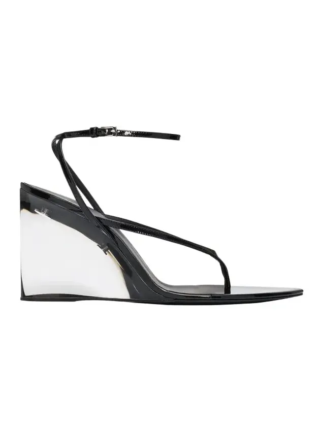 90mm Patent Leather Wedge Sandals
