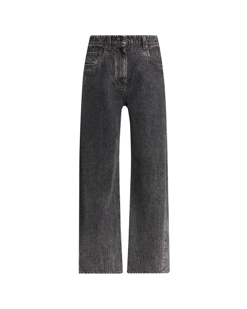 Brunello Cucinelli Wide-Leg Denim Trousers | Image 1 Brunello Cucinelli Wide-Leg Denim Trousers | Image 1