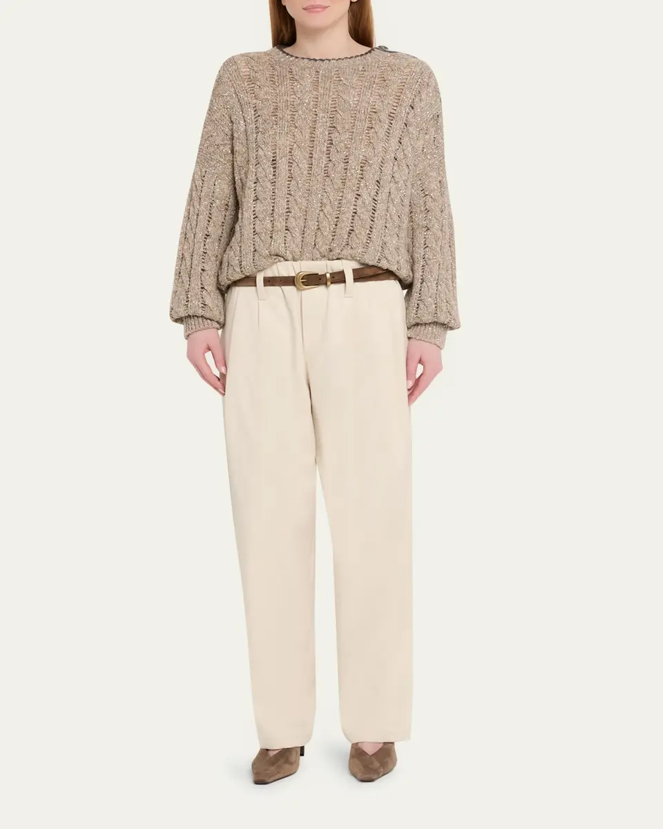 Brunello Cucinelli Sparkly Cable-Knit Sweater | Thumbnail 2 Brunello Cucinelli Sparkly Cable-Knit Sweater | Thumbnail 2