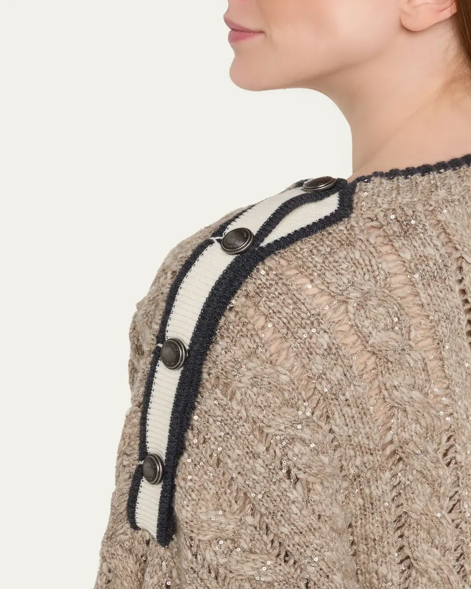Brunello Cucinelli Sparkly Cable-Knit Sweater | Thumbnail 5 Brunello Cucinelli Sparkly Cable-Knit Sweater | Thumbnail 5