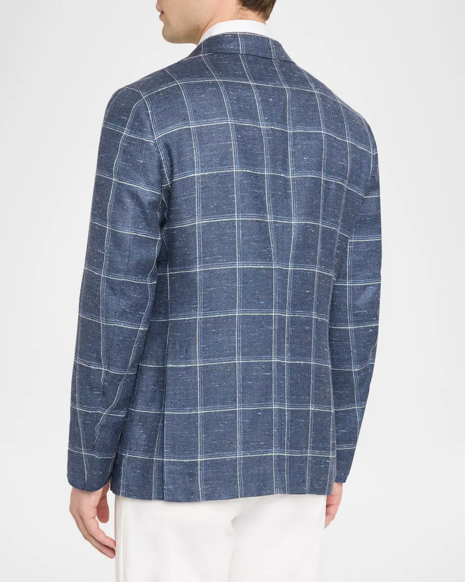 Isaia Men's Over-Check Two-Button Sport Coat | Thumbnail 3 Isaia Men's Over-Check Two-Button Sport Coat | Thumbnail 3