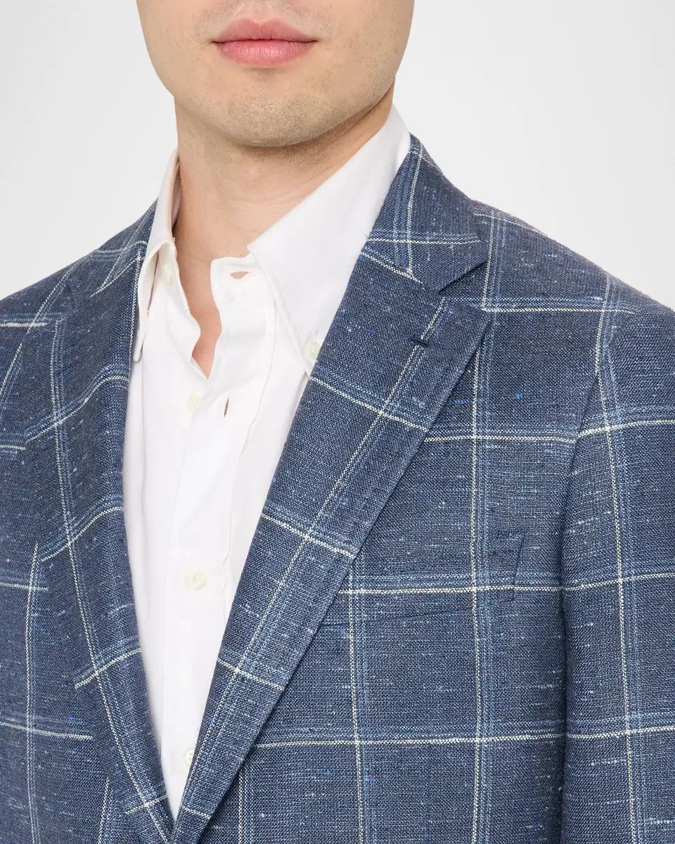 Isaia Men's Over-Check Two-Button Sport Coat | Thumbnail 5 Isaia Men's Over-Check Two-Button Sport Coat | Thumbnail 5