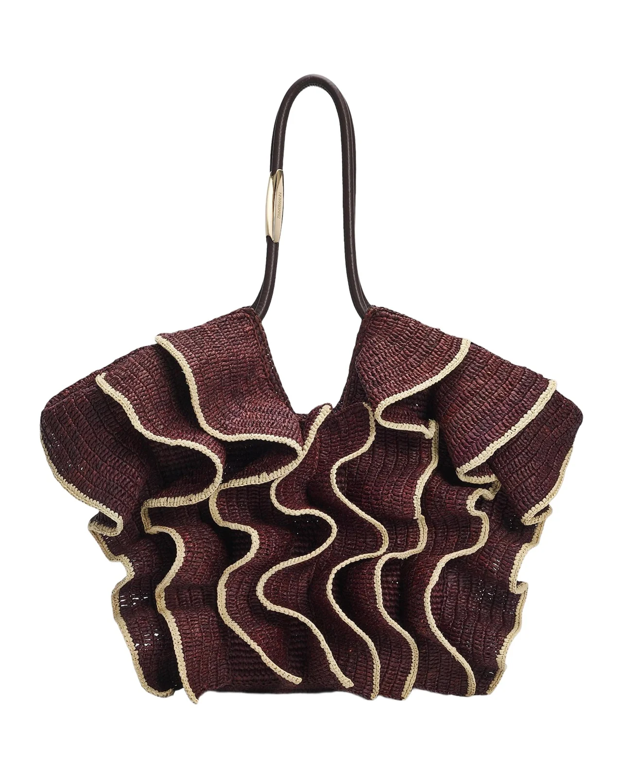 Zimmermann Goldentime Medium Ruffle Tote Bag in Raffia