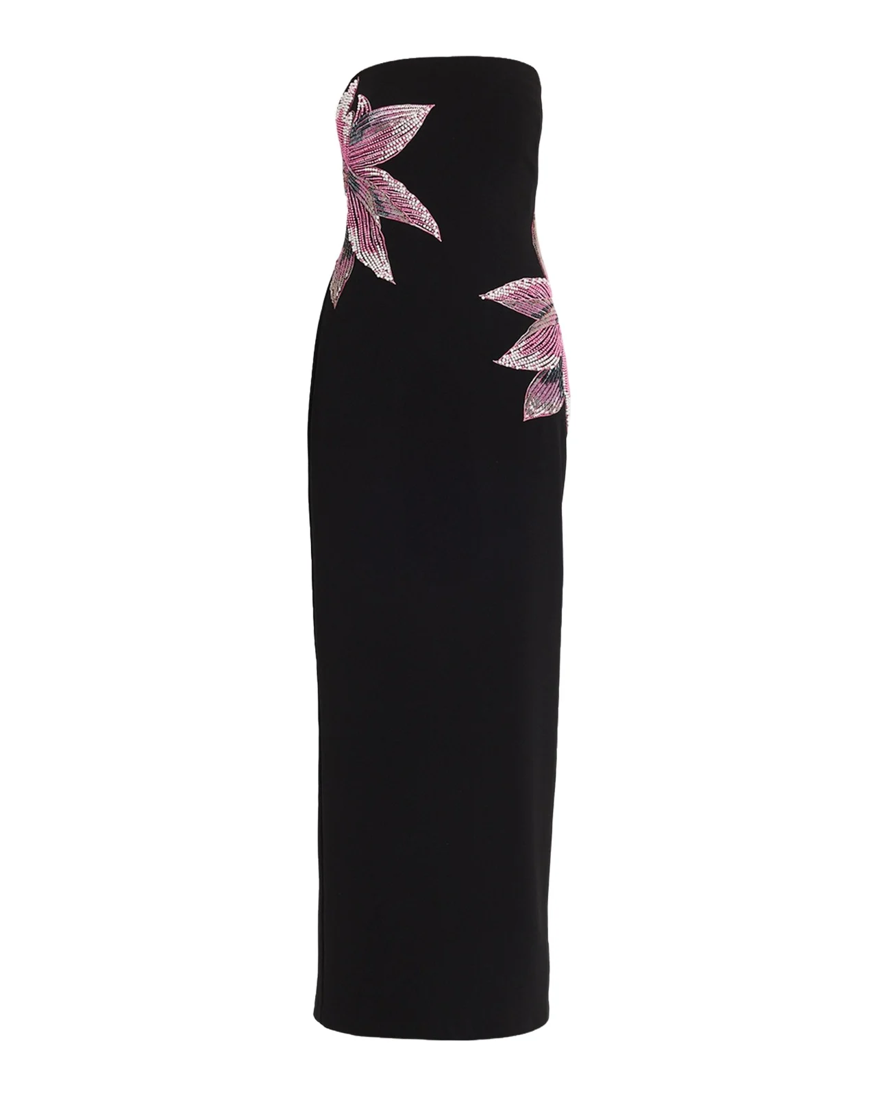 Strapless Floral Beaded Column Gown
