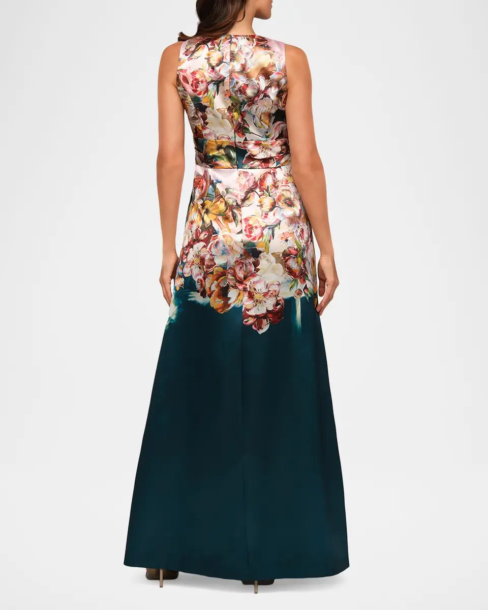 Kay Unger New York Mariah Sleeveless Floral Mikado Gown | Thumbnail 3 Kay Unger New York Mariah Sleeveless Floral Mikado Gown | Thumbnail 3