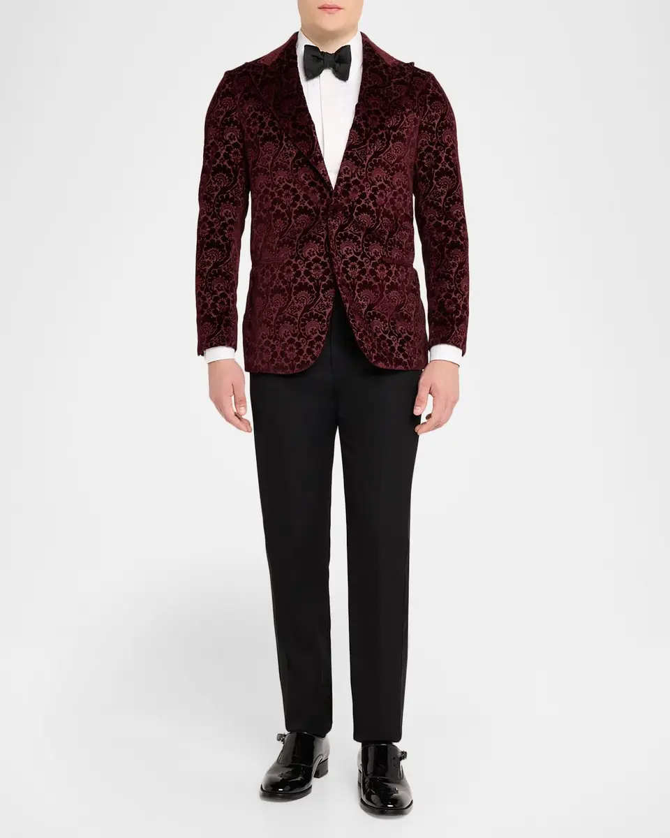Sartorio Men's Paisley Velvet Single-Button Dinner Jacket | Thumbnail 2 Sartorio Men's Paisley Velvet Single-Button Dinner Jacket | Thumbnail 2