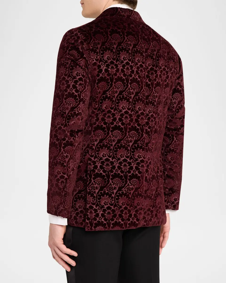 Sartorio Men's Paisley Velvet Single-Button Dinner Jacket | Thumbnail 3 Sartorio Men's Paisley Velvet Single-Button Dinner Jacket | Thumbnail 3