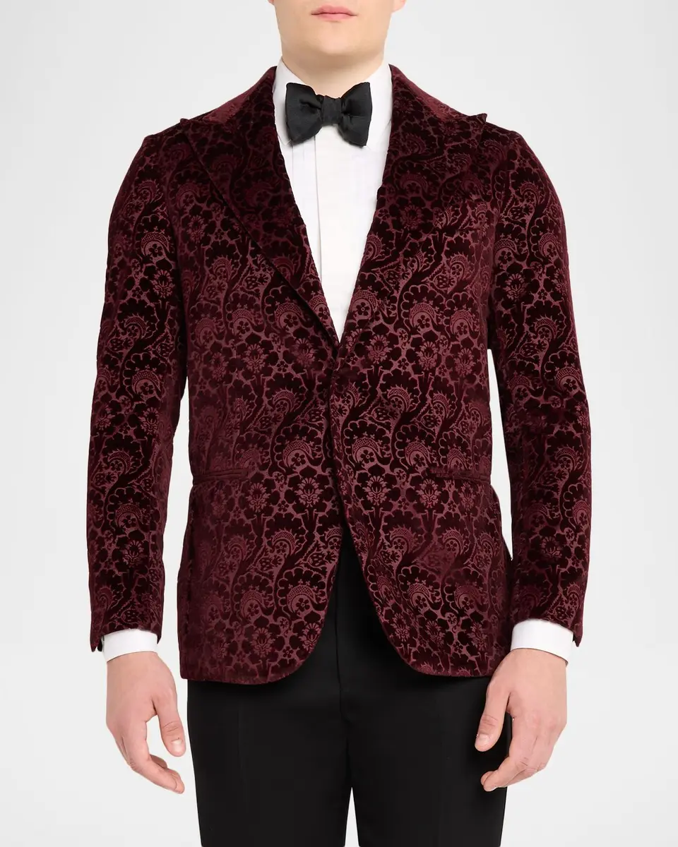 Sartorio Men's Paisley Velvet Single-Button Dinner Jacket | Thumbnail 4 Sartorio Men's Paisley Velvet Single-Button Dinner Jacket | Thumbnail 4