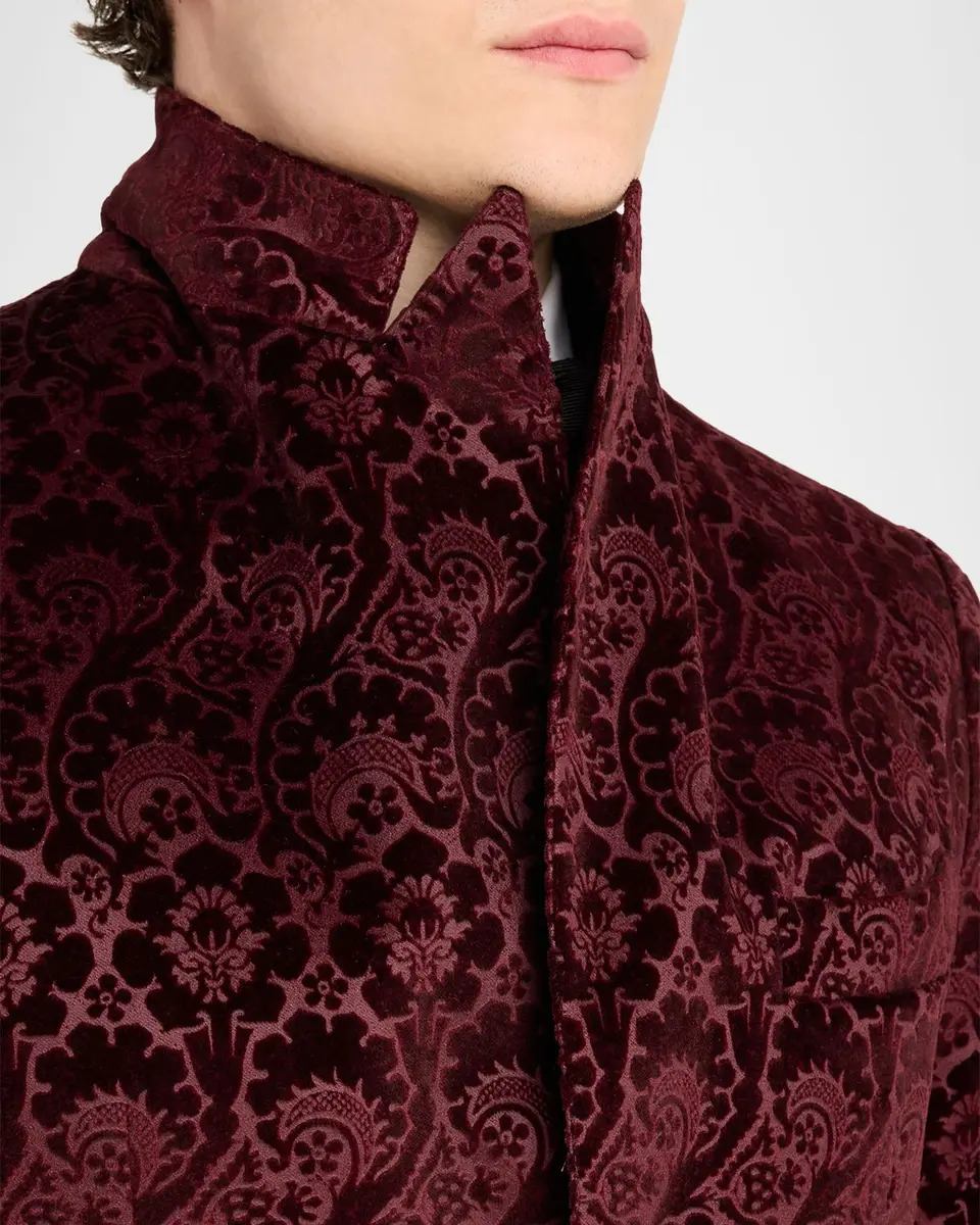 Sartorio Men's Paisley Velvet Single-Button Dinner Jacket | Thumbnail 7 Sartorio Men's Paisley Velvet Single-Button Dinner Jacket | Thumbnail 7